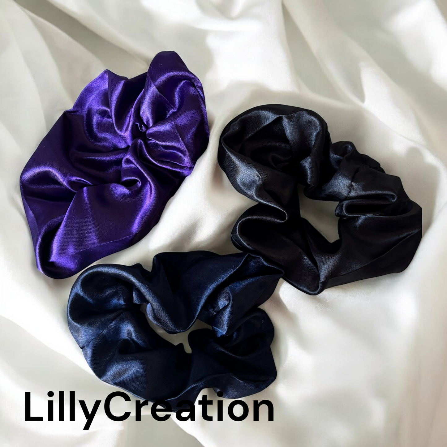 Lot de 3 chouchous en satin de soie fait main – Accessoires cheveux doux et élégants