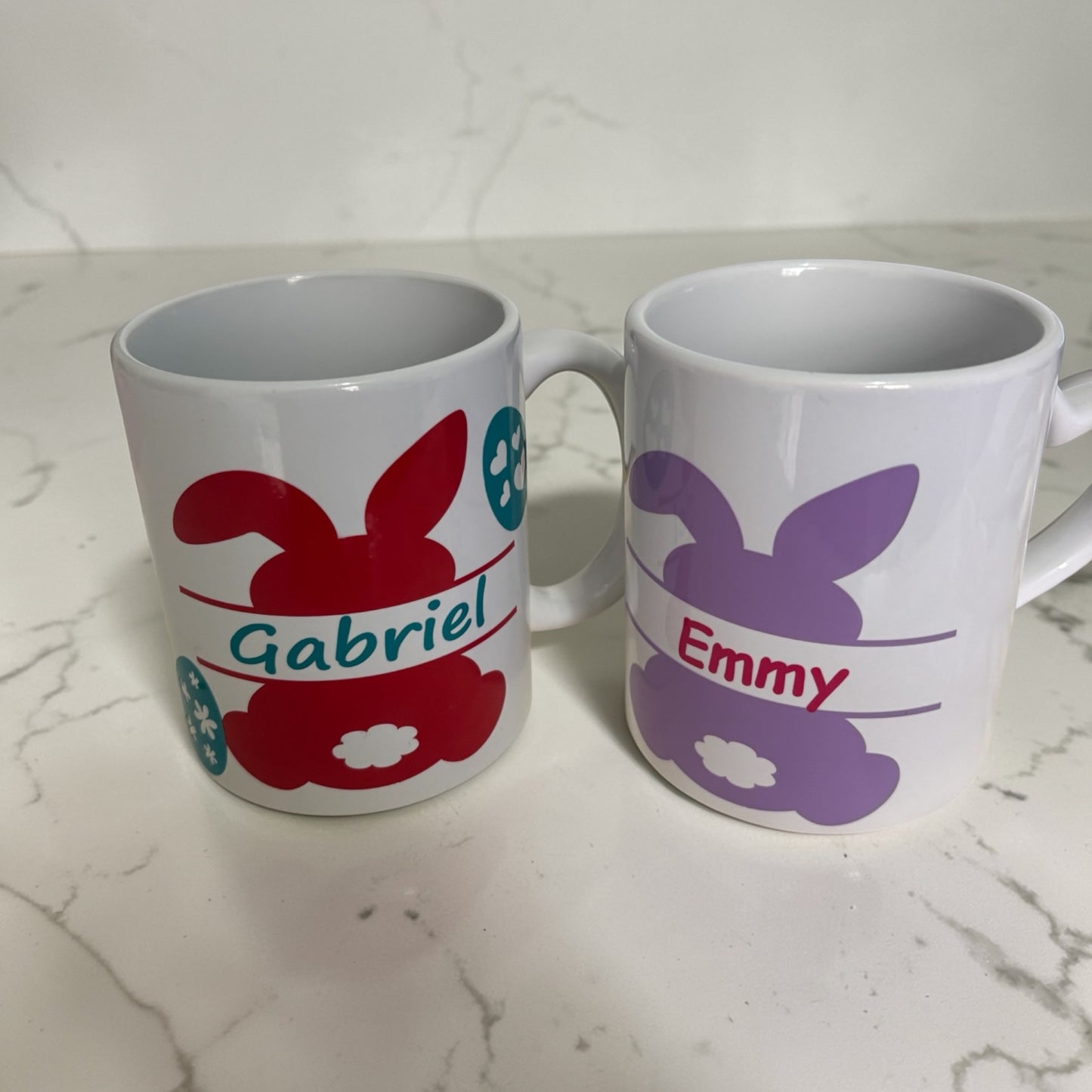 Mug de Pâques personnalisé avec prénom – Lapin violet enfant, fait main en France