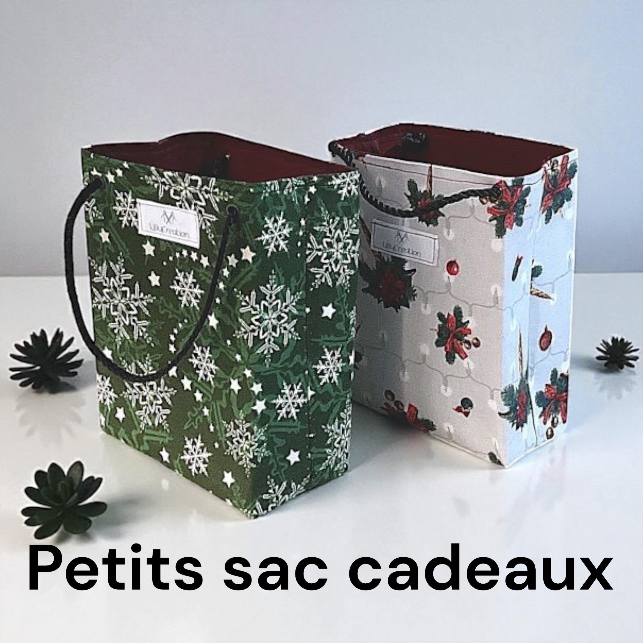 Lot de 3 sacs cadeaux réutilisables collection rennes de noël