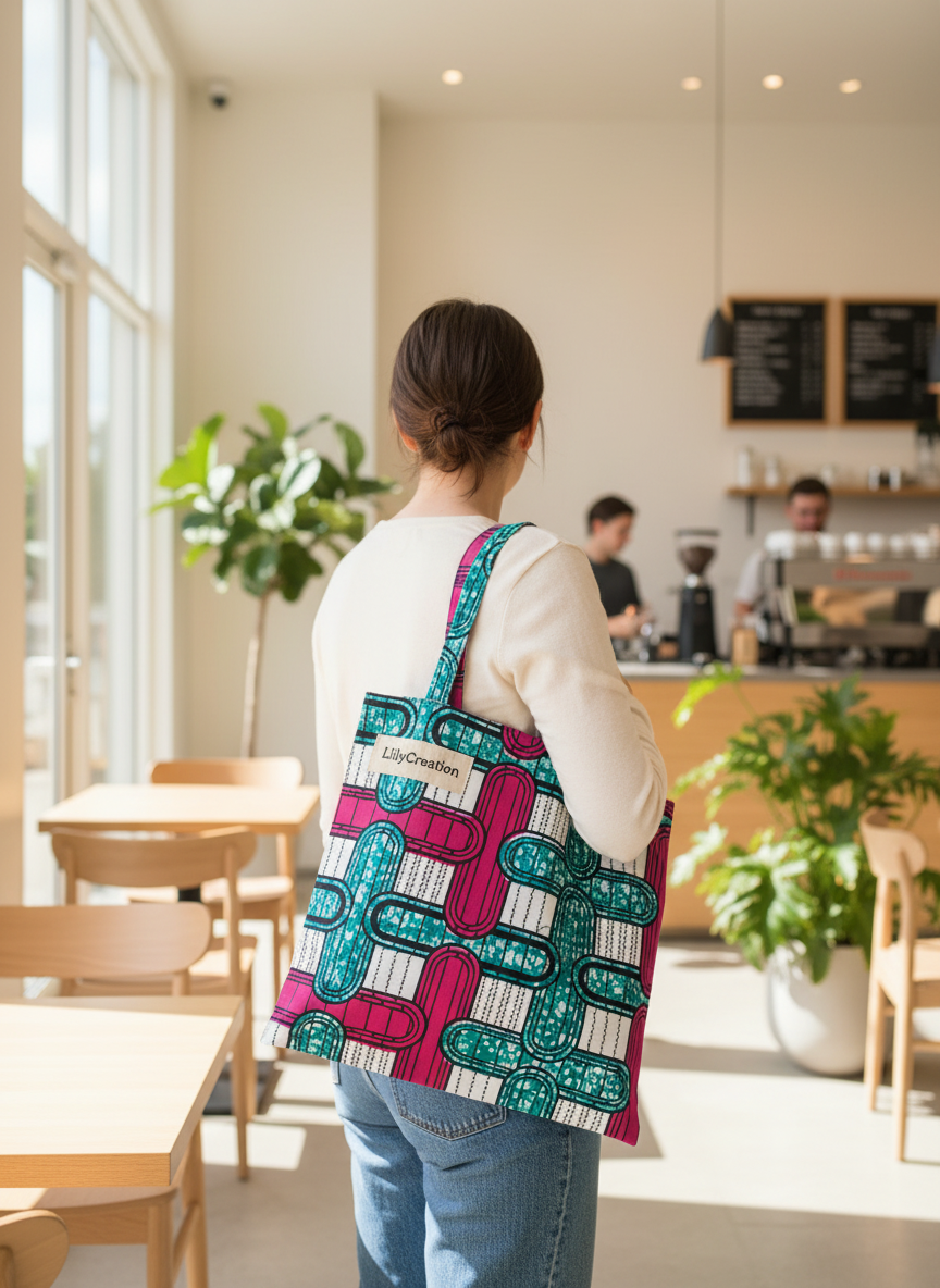 Tote bag en wax artisanal - Création unique fait main