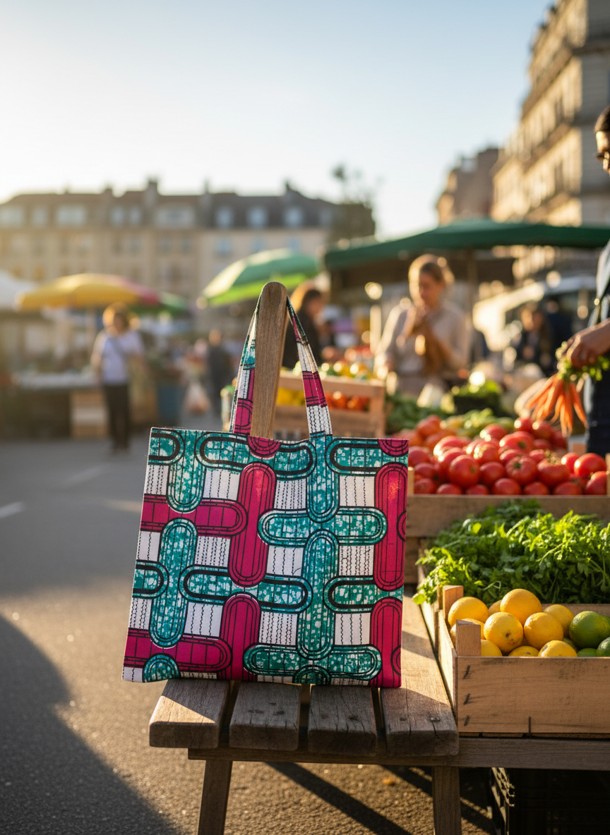 Tote bag en wax artisanal - Création unique fait main