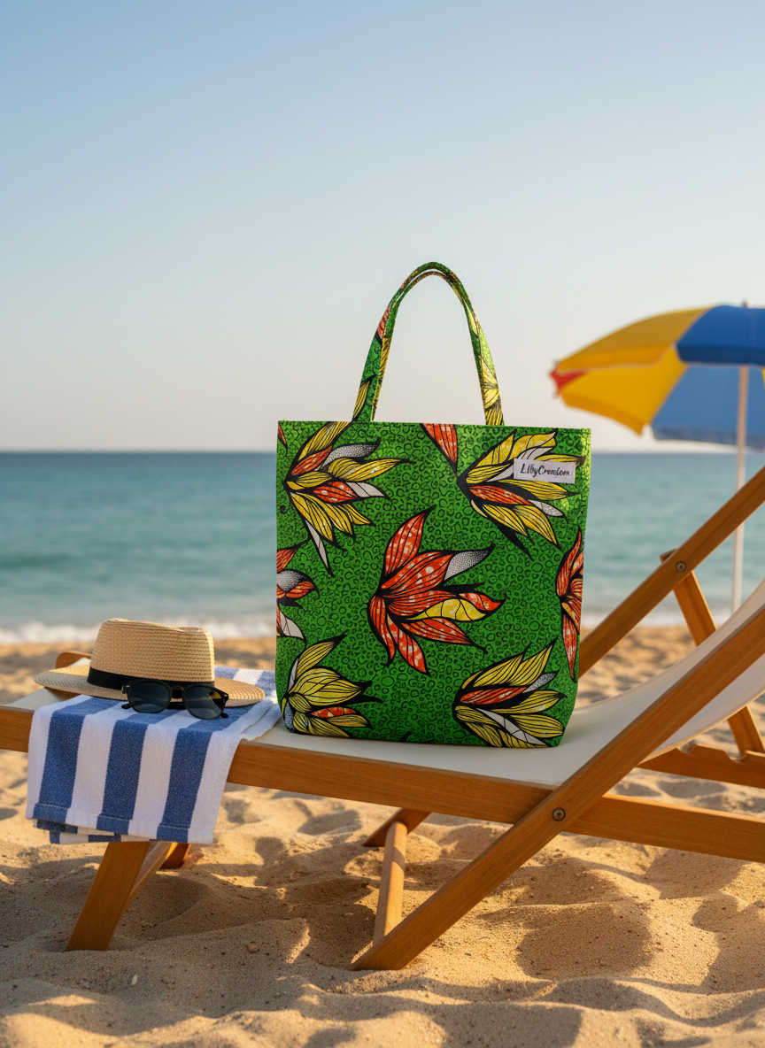 Tote bag en wax artisanal - Création unique fait main - LillyCreation