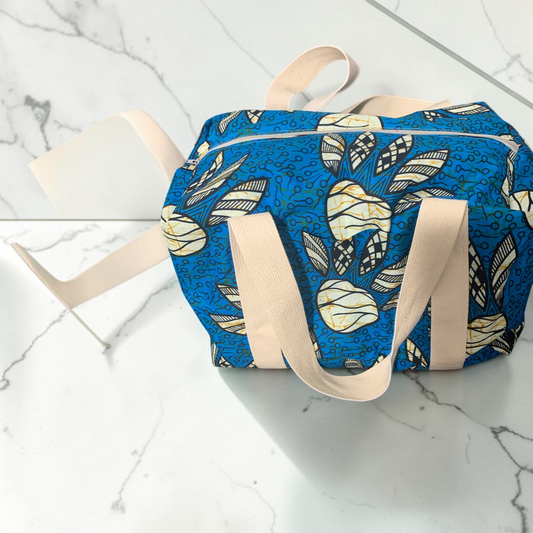 Sac de voyage wax bleu vue de face, fermeture zippée